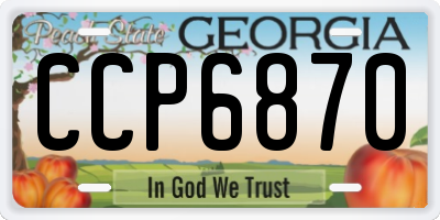 GA license plate CCP6870