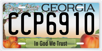 GA license plate CCP6910