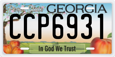GA license plate CCP6931
