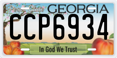 GA license plate CCP6934