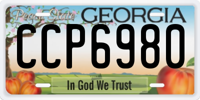 GA license plate CCP6980