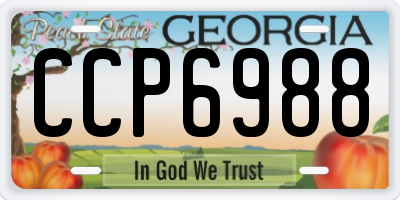 GA license plate CCP6988