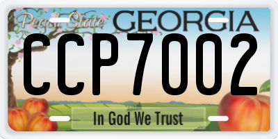 GA license plate CCP7002