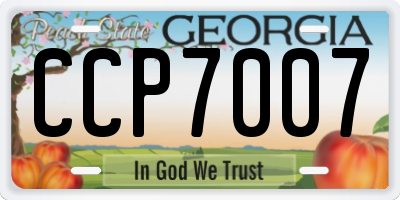 GA license plate CCP7007
