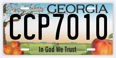 GA license plate CCP7010