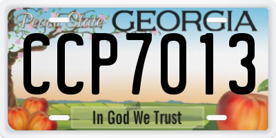 GA license plate CCP7013