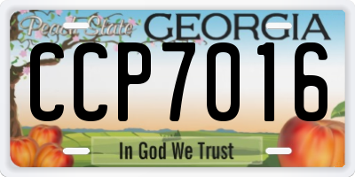 GA license plate CCP7016