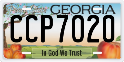 GA license plate CCP7020