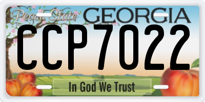 GA license plate CCP7022