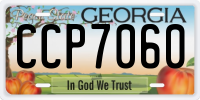 GA license plate CCP7060