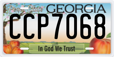 GA license plate CCP7068