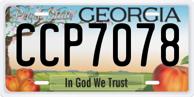 GA license plate CCP7078
