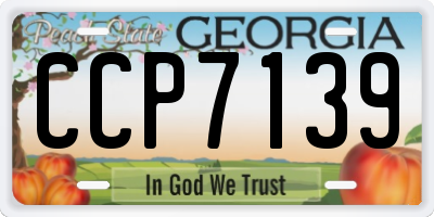 GA license plate CCP7139