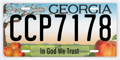 GA license plate CCP7178