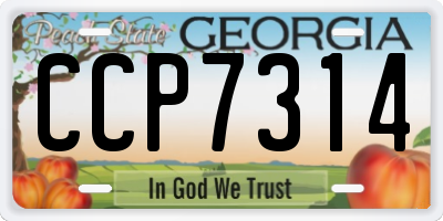 GA license plate CCP7314