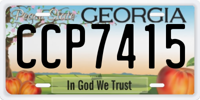 GA license plate CCP7415
