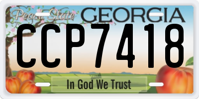 GA license plate CCP7418