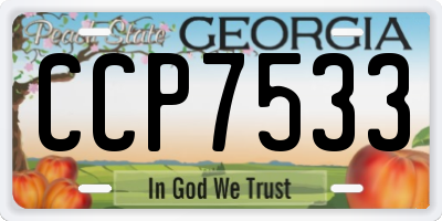 GA license plate CCP7533