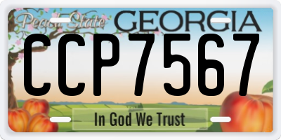 GA license plate CCP7567