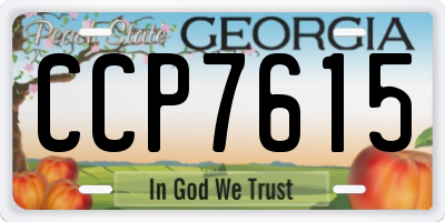 GA license plate CCP7615