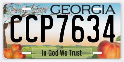 GA license plate CCP7634