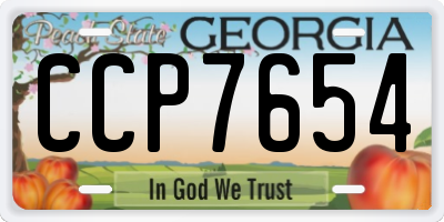GA license plate CCP7654