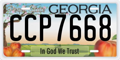GA license plate CCP7668