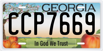 GA license plate CCP7669
