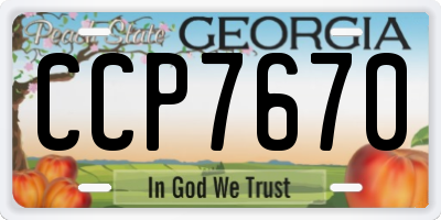GA license plate CCP7670