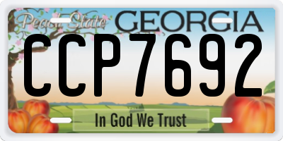 GA license plate CCP7692