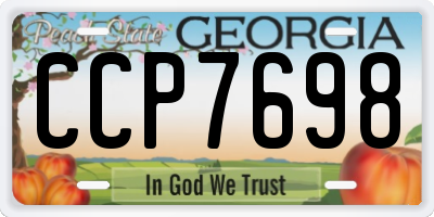 GA license plate CCP7698