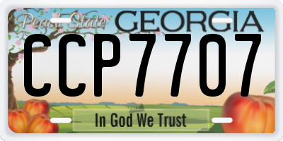 GA license plate CCP7707