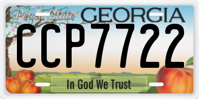 GA license plate CCP7722
