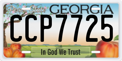GA license plate CCP7725