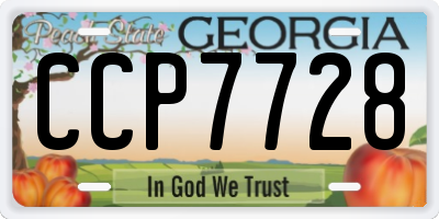 GA license plate CCP7728
