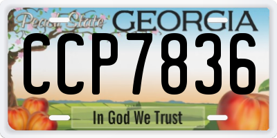 GA license plate CCP7836