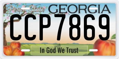 GA license plate CCP7869