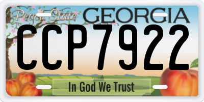 GA license plate CCP7922