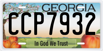 GA license plate CCP7932