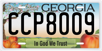 GA license plate CCP8009