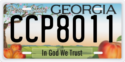 GA license plate CCP8011
