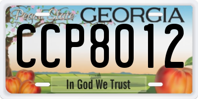 GA license plate CCP8012