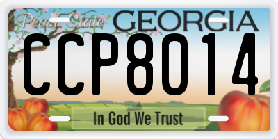 GA license plate CCP8014