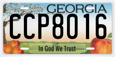 GA license plate CCP8016