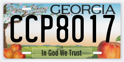 GA license plate CCP8017