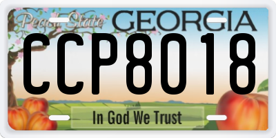 GA license plate CCP8018
