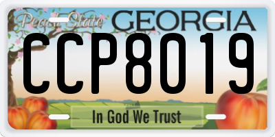 GA license plate CCP8019