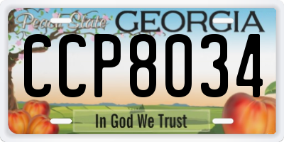 GA license plate CCP8034
