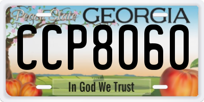GA license plate CCP8060