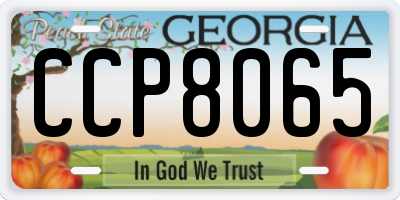 GA license plate CCP8065